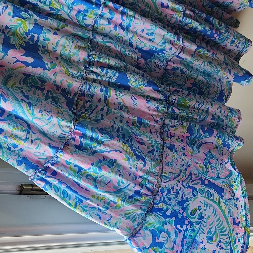 Lilly Pulitzer Blue Pink Green Paisley Tiered Sundress - Picture 6 of 15
